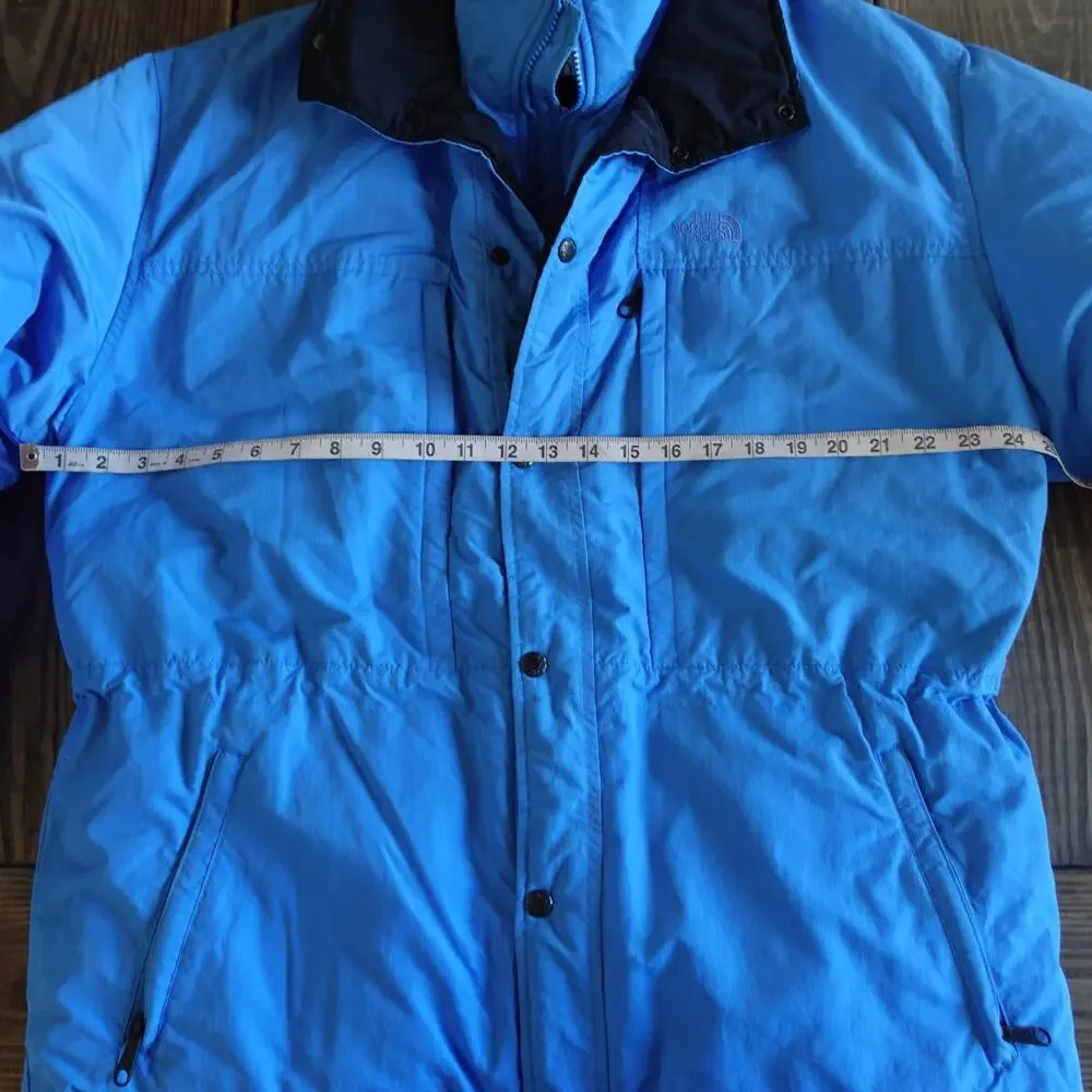 Vintage North Face Jacket Mens Medium Large Blue Down Puffer Detachable Hood 90s